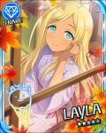  autumn blonde_hair blue_eyes character_name dark_skin dress idolmaster idolmaster_cinderella_girls layla_(idolmaster) long_hair stars 