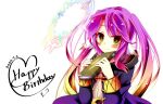  1girl book cape closed_mouth commentary_request cosplay dated fire_emblem fire_emblem_awakening gradient_eyes gradient_hair halo happy_birthday highres hood jibril_(no_game_no_life) long_hair looking_at_viewer magic_circle mii_aki multicolored multicolored_eyes multicolored_hair no_game_no_life orange_eyes pink_hair robin_(fire_emblem) robin_(fire_emblem)_(female) robin_(fire_emblem)_(female)_(cosplay) smile solo twintails very_long_hair wing_ears yellow_eyes 