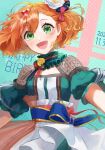  1girl alternate_costume dated floating_hair freyja_wion green_eyes hair_ornament happy_birthday heart heart_hair_ornament highres macross macross_delta open_mouth pote-mm short_hair solo 