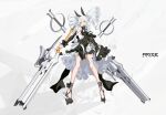  1girl cancell dual_wielding fang green_eyes highres holding holding_sword holding_weapon looking_at_viewer open_mouth original solo sword twintails weapon white_hair 