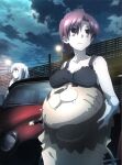 absurdres animal_costume bazett_fraga_mcremitz breast_rest breasts car caren_hortensia city clouds collarbone fate/kaleid_liner_prisma_illya fate_(series) ground_vehicle hand_on_own_cheek highres lamppost mole motor_vehicle night night_sky official_art outdoors redhead scan scan_artifacts scan_dust sky star_(sky) starry_sky 