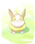  :3 closed_mouth commentary_request donnpati full_body gen_8_pokemon grass green_eyes highres looking_at_viewer no_humans paws pokemon pokemon_(creature) smile solo tail yamper 