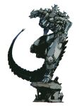  absurdres godzilla_(series) highres looking_ahead mecha mechagodzilla mechanical_tail no_humans open_hand science_fiction shimoguchi_tomohiro solo standing standing_on_one_leg tail white_background 