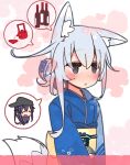  akatsuki_(kantai_collection) alcohol alternate_costume animal_ear_fluff blue_eyes blush bottle cup dress drunk flat_chest flower hair_flaps hair_ribbon hibiki_(kantai_collection) kantai_collection long_hair ribbon sakazuki sake sake_bottle silver_hair solo thighs yoru_nai 