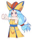  1girl :o armpits blue_hair dragon_quest dragon_quest_vii fosse_(dq7) hat long_hair moyori outstretched_arms solo white_background 