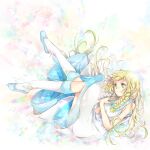  1girl blonde_hair blue_sailor_collar boots braid closed_mouth dress floating_hair full_body green_eyes highres knee_boots lillie_(pokemon) long_dress long_hair pokemon pokemon_(game) pokemon_sm sailor_collar sailor_dress sleeveless sleeveless_dress smile solo sundress twin_braids very_long_hair white_background white_dress white_footwear yomogi_(black-elf) 