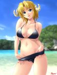  bikini blonde_hair blue_eyes breasts highres horns kagehara_hanzou kagehara_hanzow large_breasts solo swimsuit 