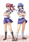 angry crossed_arms g-tetsu konoe_sunao kurogane_otome multiple_girls school_uniform serafuku tsuyokiss 