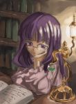  book glasses patchouli_knowledge purple_eyes purple_hair touhou violet_eyes yohane 