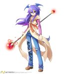  dragon_(trickster) head_wings headwings jeans long_hair male purple_eyes purple_hair staff tail torn_clothes torn_jeans trickster violet_eyes 