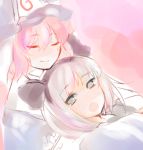  closed_eyes hat hug hug_from_behind konpaku_youmu multiple_girls saigyouji_yuyuko smile touhou usa_(artist) usaki_(ama) 