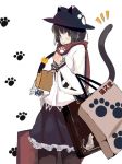  bags black_hair brown_eyes hat original pantyhose paw_print scarf shiromiso shopping short_hair skirt smile tail 