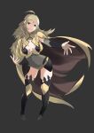  1girl ahoge blonde_hair breasts cape circlet closed_mouth covered_navel fire_emblem fire_emblem_fates fire_emblem_heroes grey_eyes hands highres kawayu long_hair looking_at_viewer medium_breasts ophelia_(fire_emblem) smile thighs 