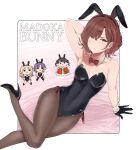  1girl animal_ears bare_shoulders black_footwear black_gloves black_legwear black_leotard bow bowtie brown_eyes brown_hair bunny_girl detached_collar fake_animal_ears gloves hair_ornament hairclip high_heels highres higuchi_madoka idolmaster idolmaster_shiny_colors leotard mole mole_under_eye pantyhose playboy_bunny rabbit_ears short_hair strapless strapless_leotard sukeroku_(treeee) wrist_cuffs 