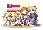  5girls bitchcraft123 black_gloves blonde_hair blue_eyes blue_neckwear braid breasts brown_eyes brown_hair capelet closed_eyes colorado_(kantai_collection) commentary crying dress elbow_gloves english_commentary garrison_cap gloves grey_headwear hat headgear helena_(kantai_collection) intrepid_(kantai_collection) iowa_(kantai_collection) kantai_collection large_breasts long_hair long_sleeves multiple_girls necktie open_mouth shirt short_hair short_sleeves side_braids sleeveless smile south_dakota_(kantai_collection) streaming_tears sweatdrop tears white_shirt 