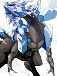  claws commentary_request cracked from_below gen_5_pokemon ice kyurem legendary_pokemon looking_to_the_side no_humans pokemon pokemon_(creature) signature solo watermark yuyu_ekaki_dayo 