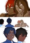 4boys abs agni_gandiva akizora arjuna_(fate/grand_order) ashwatthama_(fate/grand_order) bangs bara bishounen black_eyes black_hair blue_eyes brown_hair chest crossover cyborg dark_skin dark_skinned_male facial_mark fate/apocrypha fate/grand_order fate_(series) forehead_mark hair_between_eyes indian_clothes long_hair male_focus mechanical_arm multiple_boys muscle parted_lips prosthesis prosthetic_arm redhead scp-073 scp-076-2 scp_foundation shirtless short_hair smile tattoo teeth toned toned_male yellow_eyes 
