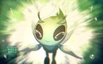  antennae blurry celebi closed_eyes closed_mouth commentary_request crying gen_2_pokemon highres mythical_pokemon no_humans outstretched_arms pokemon pokemon_(creature) repost_notice smile solo tears water_drop watermark yukifuri_tsuyu 