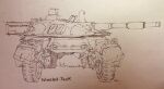  english_text ground_vehicle ink_(medium) military military_vehicle motor_vehicle no_humans original sketch tank teraoka_kenji_(kaziya28) traditional_media vehicle_focus wheel white_background 