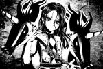  1girl alice_(wonderland) closed_mouth greyscale highres kana616 long_hair looking_at_viewer monochrome solo 
