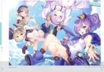  4girls :d absurdres animal_ears artist_request ayanami_(azur_lane) azur_lane bare_shoulders beret blonde_hair bracelet closed_eyes clouds cloudy_sky crown day fake_animal_ears gloves green_eyes hair_ornament hair_ribbon hairband hairclip hand_on_own_chin hat headgear highres huge_filesize javelin_(azur_lane) jewelry laffey_(azur_lane) looking_at_viewer midriff mini_crown multiple_girls navel neckerchief official_art one_eye_closed open_mouth orange_eyes pleated_skirt ponytail purple_hair rabbit_ears red_eyes red_hairband ribbon sailor_collar scan shoes short_hair sidelocks silver_hair single_glove skirt sky smile sweatdrop tank_top torpedo twintails violet_eyes white_gloves z23_(azur_lane) 