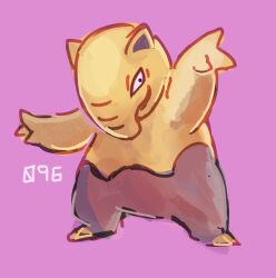  brown_fur drowzee highres kurapixel looking_at_viewer pink_background pokedex_number pokemon pokemon_(creature) simple_background solo two-tone_fur yellow_fur 