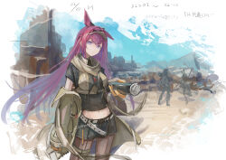 1girl absurdres animal_ears arknights belt black_shirt black_shorts breasts brown_jacket brown_pantyhose brown_vest can commentary_request dated gloves highres holding holding_can jacket large_breasts long_hair looking_at_viewer navel one-hour_drawing_challenge open_clothes open_jacket pantyhose planet_tama41 rabbit_ears rabbit_girl ray_(arknights) red_hair shirt shorts solo vest violet_eyes visor_cap yellow_gloves 