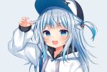  :d baseball_cap blue_eyes blue_hair blue_nails fish_tail gawr_gura hat hololive hood hoodie open_mouth overalls shark_tail sharp_teeth shoes shouu-kun smile sneakers tail teeth thigh-highs virtual_youtuber zettai_ryouiki 