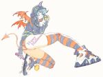  1girl absurdres ass ayanami_rei blue_hair halloween highres iseki_shuuichi jacket legs neon_genesis_evangelion red_eyes shoes short_hair skull sneakers tail thigh-highs wings 