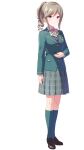  1girl brown_hair curly_hair highres idoly_pride official_art pleated_skirt ponytail school_uniform shiraishi_saki skirt violet_eyes 
