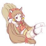  1girl animal_ears armpits arms_behind_head artist_request bell belt brown_hair character_request detached_sleeves kouka_(mrakano5456) long_hair pantyhose reclining redhead shorts simple_background solo squirrel_ears squirrel_tail tail twintails violet_eyes white_background 