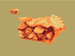  clarissa_(clarigaricus) commentary english_commentary food food_focus green_background limited_palette no_humans original pie pie_slice pixel_art pot_pie simple_background still_life 