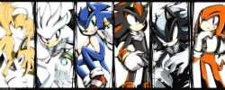  2012 animal_nose black_fur blue_fur body_fur bracelet chest_fur commentary english_commentary fox_boy furry furry_male gloves gold_bracelet green_eyes hedgehog_boy highres jewelry knuckles_the_echidna leons-7 lineup mephiles_the_dark multicolored_fur multiple_boys multiple_tails red_eyes red_fur shadow_the_hedgehog short_tail silver_the_hedgehog sonic_(series) sonic_the_hedgehog spiked_gloves striped_fur tail tails_(sonic) two-tone_fur two_tails white_fur yellow_eyes yellow_fur 