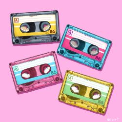  animal cassette_tape commentary_request hamster no_humans object_focus original pink_background simple_background upiupisyo 