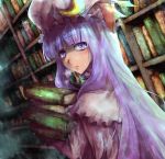  blush book bookshelf face hat library long_hair looking_back nekokun patchouli_knowledge purple_hair tears touhou 