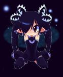  backbeard black_hair elbow_gloves flat_chest gloves hair_over_one_eye kono_lolicon_domome original pointy_ears red_eyes thigh-highs thighhighs tongue torotei twintails 