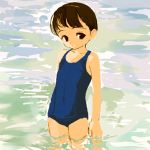  flat_chest lowres one-piece_swimsuit sasahara_yuuki school_swimsuit swimsuit water 