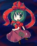  green_hair kagiyama_hina kari_(pixiv87692) long_skirt lowres ribbon ribbons skirt skirt_hold touhou 