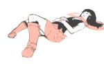  black_hair closed_eyes hikari_(pokemon) nap oekaki on_back pokemon scarf simple_background skirt solo white_background 