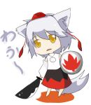  bad_id dogyae hat inubashiri_momiji lowres shield sword tail touhou weapon wolf_ears wolf_tail 