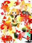  blue_eyes hair_ornament hair_ribbon hairclip hashimochi headphones headset kagamine_len kagamine_rin kokoro_(vocaloid) ribbon short_hair siblings smile twins vocaloid 