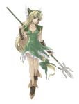  blonde_hair bow green_eyes hair_bow long_hair polearm riesz seiken_densetsu seiken_densetsu_3 spear 