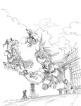  hakurei_reimu hat hikawa_shou hitodama ibuki_suika kirisame_marisa konpaku_youmu konpaku_youmu_(ghost) monochrome myon shameimaru_aya sketch tengu-geta tokin_hat touhou 