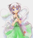  hitodama kanoe_soushi katana konpaku_youmu konpaku_youmu_(ghost) myon ribbon ribbons school_uniform sheath sheathed sword touhou weapon white_hair 