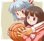  basketball fujiwara_no_mokou gym_uniform houraisan_kaguya kanoe_soushi long_hair multiple_girls ribbon ribbons sport touching touhou 