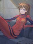  1girl blue_eyes bodysuit highres interface_headset neon_genesis_evangelion orange_hair pilot_suit plugsuit red_bodysuit souryuu_asuka_langley tsundere vertigris 