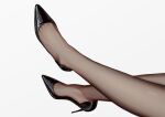  1girl black_footwear black_legwear close-up crossed_legs feet high_heels highres legs original pantyhose pumps simple_background solo stiletto_heels yi_fang_xiaosheng 