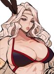  1girl abs amazon amazon_(dragon&#039;s_crown) bikini black_bikini blue_eyes breasts brown_feathers dragon&#039;s_crown ennuigrl feathers head_feathers headband highres large_breasts muscle muscular_female platinum_blonde_hair sketch swimsuit toned upper_body white_background work_in_progress 