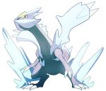  claws commentary full_body highres ice kyurem looking_up morio_(poke_orio) no_humans pokemon pokemon_(creature) solo spikes standing white_background yellow_eyes 