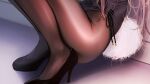  1girl amane_ruri ass black_legwear black_leotard brown_hair bunny_tail head_out_of_frame high_heels leotard long_hair original pantyhose solo squatting tail 